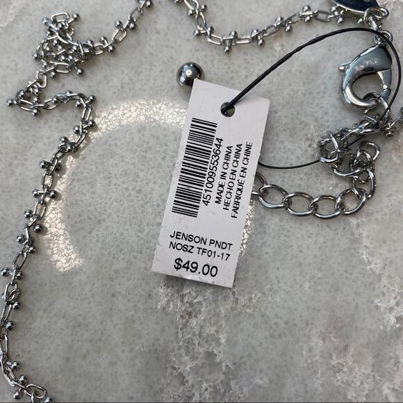 Chico’s Jensen Silver Tone Bar Pendant Necklace NWT Modern Minimalist - Picture 3 of 3